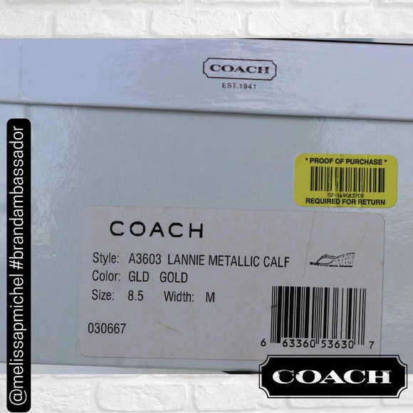 NWT Coach Vintage Women’s Lannie Leather Gold Metallic Cork Wedge Thong … - Picture 6 of 6